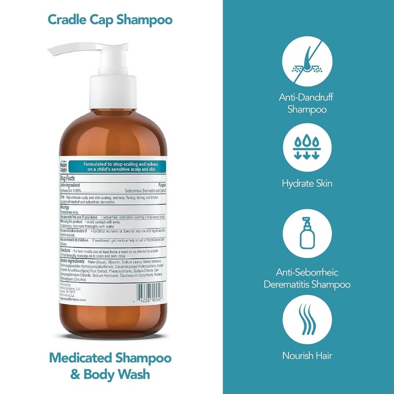 Happy Cappy Medicated Shampoo and Body Wash- Baby Dandruff Shampoo, Helps Cradle Cap and Seborrheic Dermatitis, Reduces Flakes and Redness, Dermatologist Tested, Fragrance-Free - 8 Fl Oz - Image 2